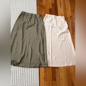 Elegant Olive and Cream Women's Skirt Set